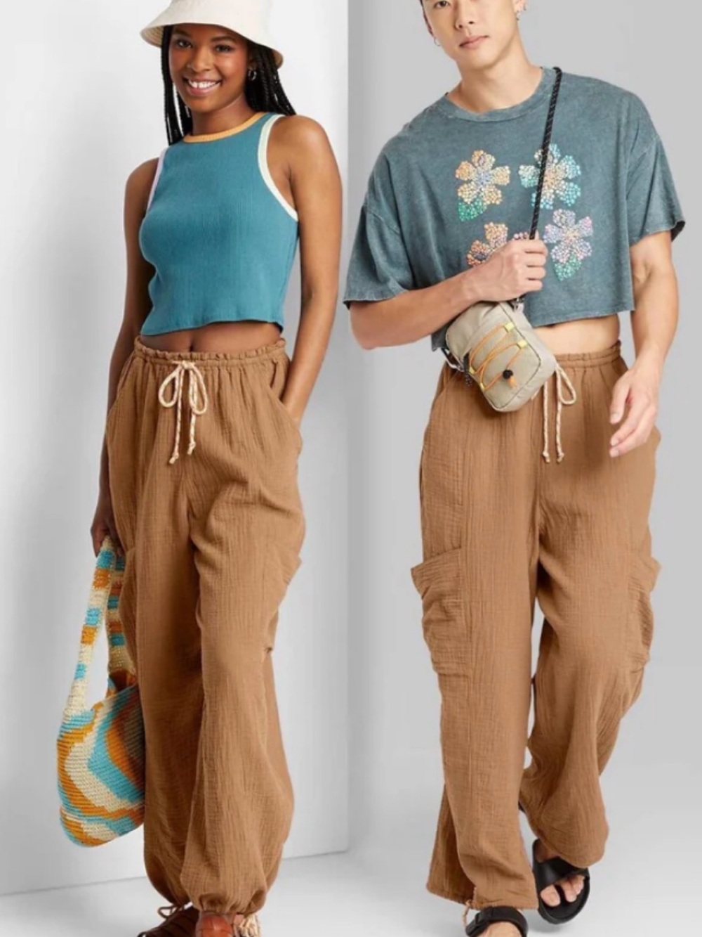 Wild Fable Brown Drawstring Cargo Joggers